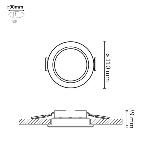 Set mit 3 x runden LED-Einbauleuchten MIRO Weiß 6W 400lm 3000K GOLDLUX (Polux)