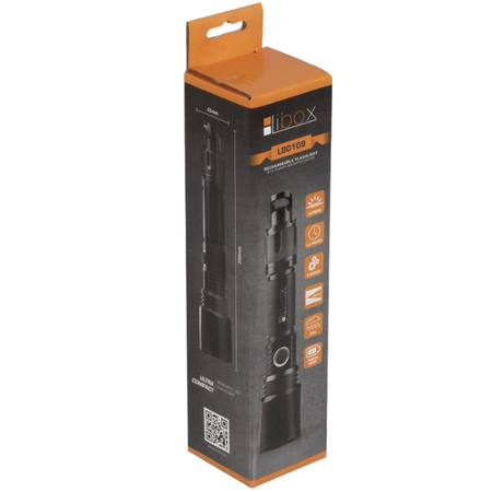 Taktische Taschenlampe wiederaufladbar T6 LED 900lm drehbar ZOOM 5 Modi IPX3 LB0109 LIBOX