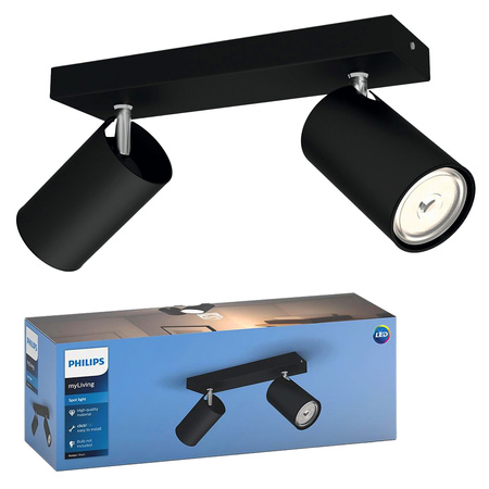 KOSIPO Deckenleuchte Reflektor 2x GU10 Schwarz Beweglich PHILIPS