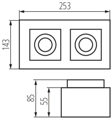 Aufbau-Halogenlampe SPOT STOBI 2xGU10 schwarz beweglich Kanlux