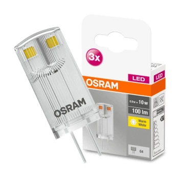 3x LED G4 KAPSEL 0,9W = 10W 100lm Warm 300° 12V OSRAM