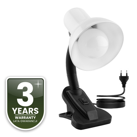 Verstellbare Tischleuchte LIRIA Schule Nachtlicht E27 Clip Weiß LUMILED