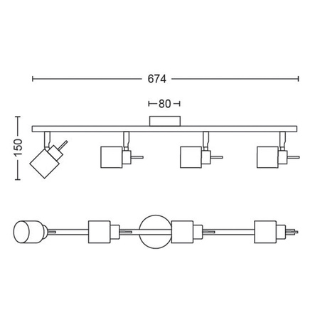 MERANTI Deckenleuchte 4x GU10 Wandleuchte Reflektor beweglich Schwarz PHILIPS