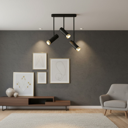 Spot Reflektor Deckenleuchte 3x GU10 Schwarz Gold PORTO Sanico Goldlux