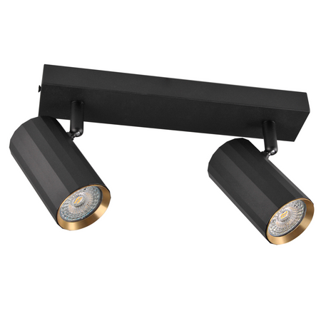 Wand- & Deckenstrahler 2x GU10 Schwarz Gold NICEA Sanico Goldlux