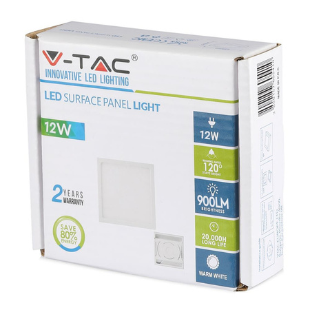 Aufbau-LED-Panel 12W 6000K Quadrat FLICKER FREE VT-1205 V-TAC