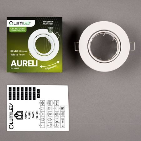 Einbaustrahler GU10, MR16 Einbauspot HALOGEN Runde beweglich Weiß Blech AURELI LUMILED