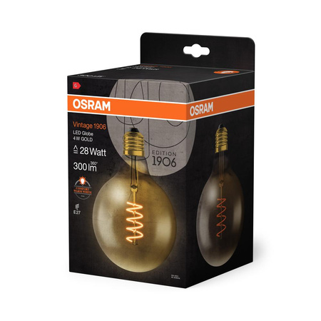LED Leuchtmittel E27 G125 4W = 28W 300lm 2000K Warm 300° OSRAM Vintage 1906