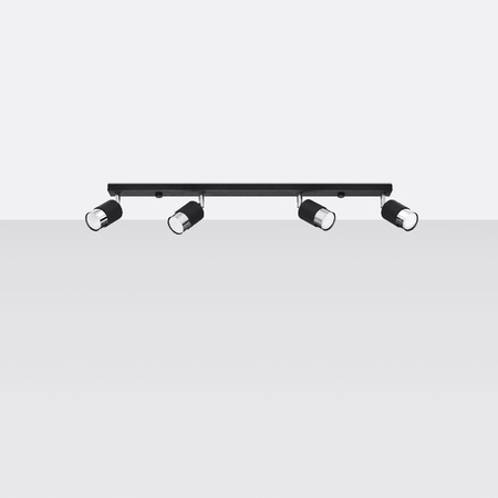 NERO Deckenleuchte 4xGU10 Reflektor Halogen Leuchte Beweglich 81cm Schwarz Chrom SOLLUX