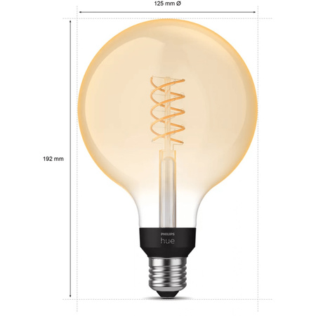 LED Globe E27 G125 7W 2100K Warm Filament PHILIPS HUE Weiß Bluetooth Zigbee Glühbirne