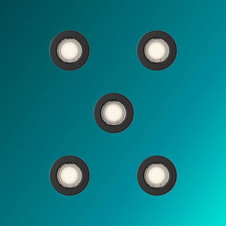 5x LED GU10 Unterputzmontage Aluminium Rund Schwarz Peridot Philips