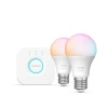 3x LED-Glühbirne E27 A60 8W = 60W 806lm 2200-6500K CCT + RGB SMART Smart Bluetooth ZigBee Weiß und Farbe Ambiance + Bridge Bridge Philips HUE Starter Kit
