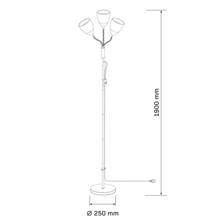 Stehleuchte Stehleuchte 3x E27 Schwarz Tulpe Sanico Goldlux
