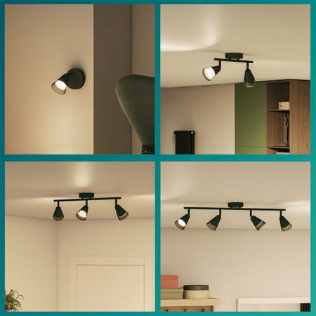 Reflektor-Deckenleuchte Aufbauleuchte Plafond 3x GU10 Schwarz Cleft Philips