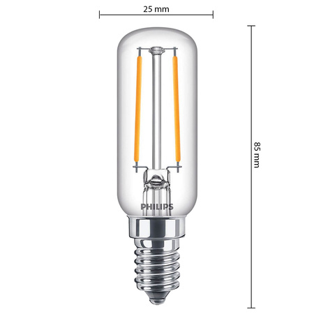 LED Lampe E14 T25 2.1W = 25W 250lm 2700K Warm Filament PHILIPS
