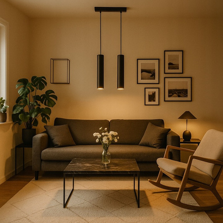 KEON Ceiling Pendelleuchte 2xGU10 Verstellbare Röhre Schwarz MASTERLED