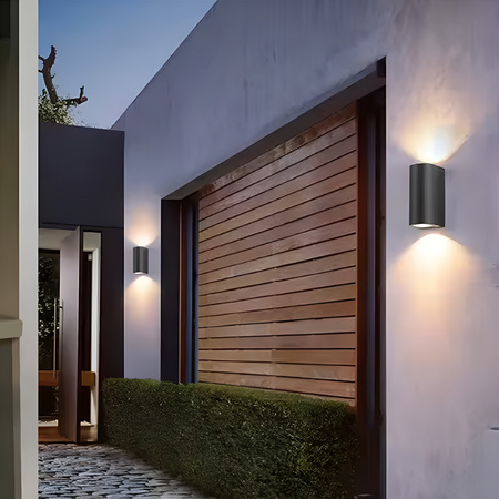 Wandleuchte Außen 2x GU10, Garten-Wandleuchte Schwarz ALLIUM LUMILED