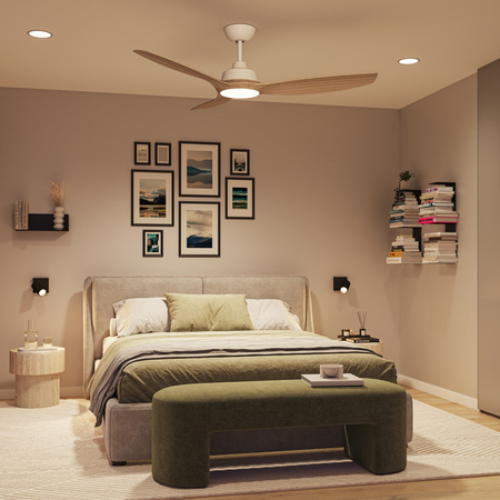 Deckenventilator 32W LED-Deckenleuchte 24W 2650lm 3000/4300/6500K CCT Braun Weiß + Pilot Olas Philips