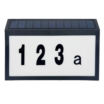 Solar LED Fassade Beleuchtete Hausnummer Wandlampe 6000K IP44