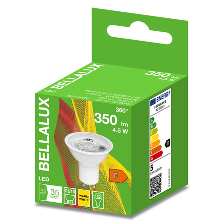 GU10 LED Leuchtmittel 4,5W = 35W 350lm 2700K Warm 120° BELLALUX