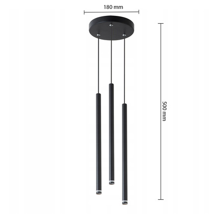 Masterled Deckenleuchte Hängeleuchte 3x G9 Rund Matt Schwarz Piero