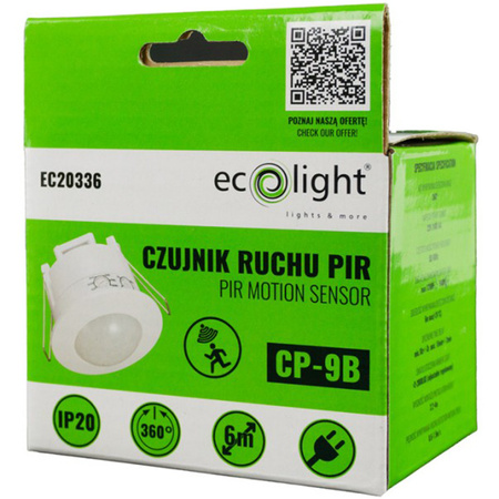 PIR-Bewegungs- und Dämmerungssensor Einbau 360° 6 m Innenweiß