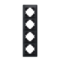 Horizontaler Rahmen für Wandsteckdosen mit vier Steckplätzen Schwarz BINERA VIDEX