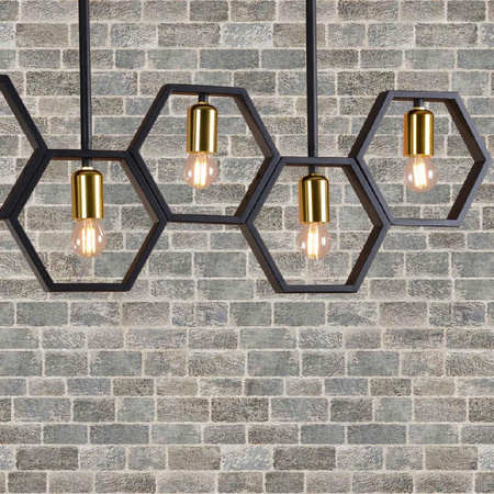 Dekorative Pendel-Deckenleuchte 5x E27 Schwarz Gold Honig Sanico Goldlux