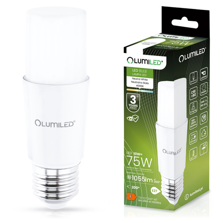 6x LED Lampen E27, Glühbirne 10W = 75W 1055lm 4000K neutral Stick LUMILED