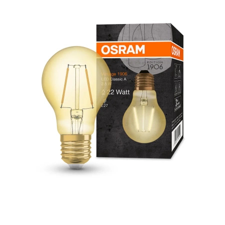 LED Leuchtmittel E27 A60 2,5W = 22W 220lm 2400K Warm 300° Filament OSRAM Vintage 1906