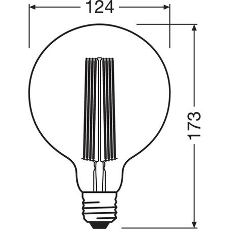 Dekorative Leuchtmittel E27 G125 8,8W = 60W 806lm 2200K Warm 320° Filament dimmbar OSRAM Vintage 1906