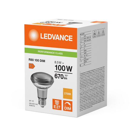 LED Lampen R80 E27 8.5W = 100W 670lm 2700K Warmweiß FILAMENT DIMMABLE LEDVANCE