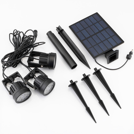 3x Solar-LED-Lampe, Solar Gartenleuchten IP65 3000K Schwarz RAGUS LUMILED
