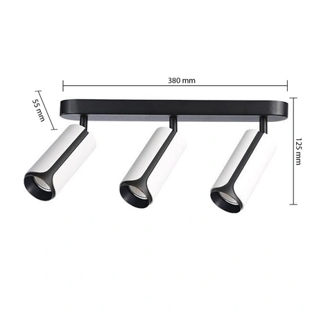 Spot Tuba Deckenleuchte Reflektor Halogen Leuchte 3x GU10 Moving Schwarz Weiß Sento Masterled