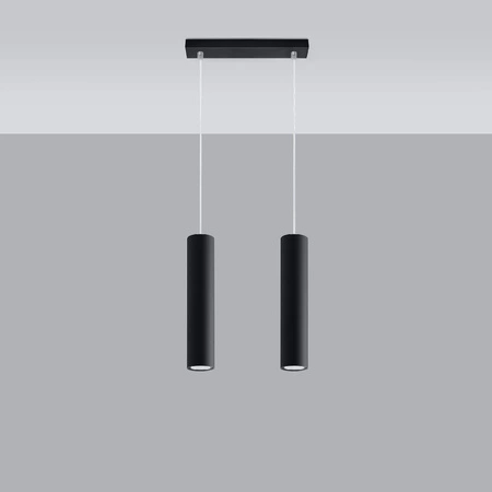 LAGOS 2 2xGU10 Minimalistische Schwarze SOLLUX Pendel-Deckenleuchte