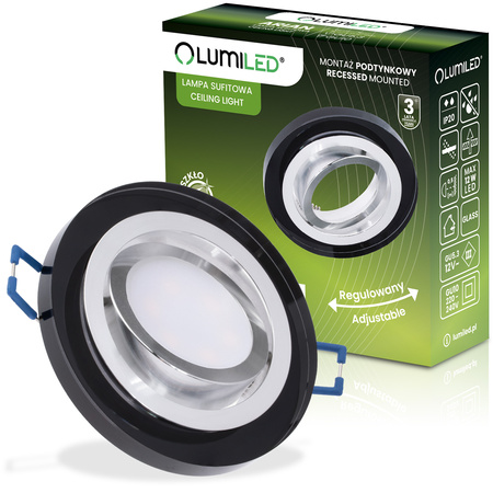 Glas-Einbaustrahler GU10, MR16 Einbauspot HALOGEN Runde beweglich Schwarz ARIAN LUMILED