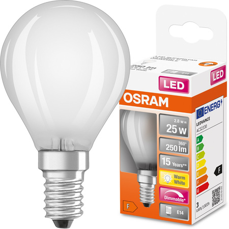 E14 P25 LED Leuchtmittel 2,8W = 25W 250lm 2700K Warm 300° OSRAM STAR DIM