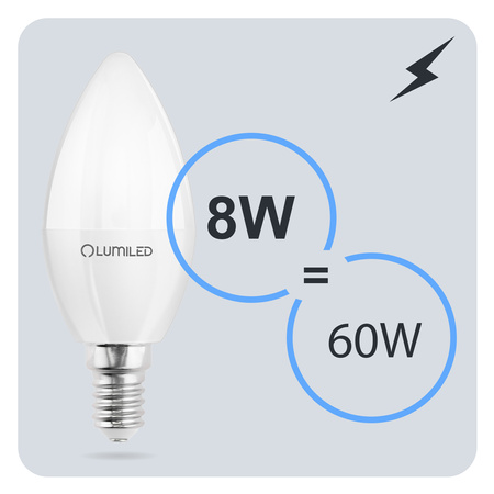 LED Lampen E14, Kerze Lampe B35 8W = 60W 806lm 180° 3000K warmweiß LUMILED