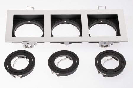 Einbaustrahler 3x GU10, Einbauspot HALOGEN Quadrat beweglich Weiß GEMINUS LUMILED