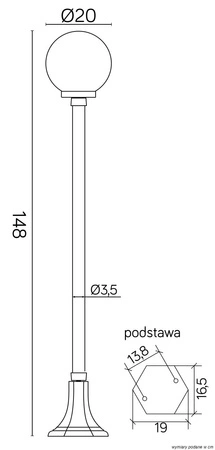 Außenstehende Gartenleuchte BALL CLASSIC K 5002/1/KP 200 E27 148cm Su-Ma