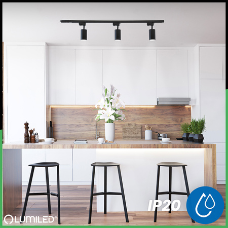 2m Stromschiene + 4x Schienenstrahler GU10 Schwarz SAGI LUMILED