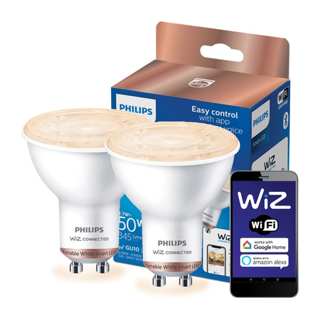 2x LED-Lampe GU10 4.7W = 50W 2700-6500K SMART WiFi Philips WiZ