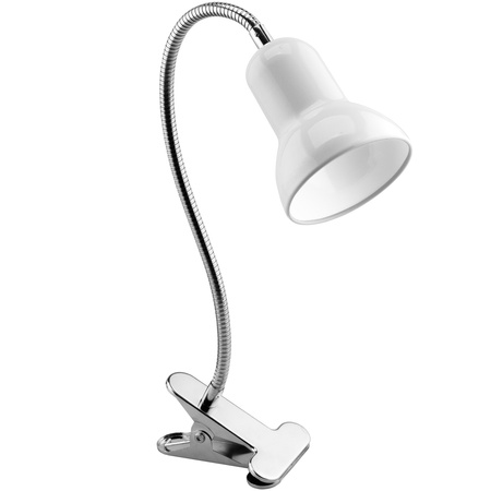 Schreibtischlampe Tisch Verstellbar DONA Schule Nachtlicht E27 Clip Weiß LUMILED