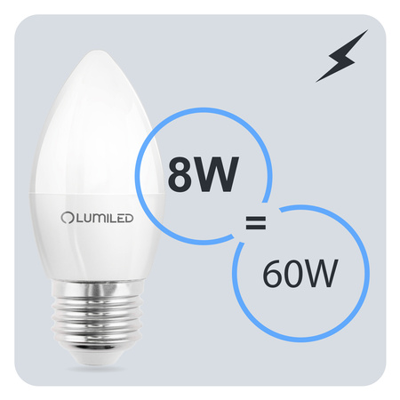 6x LED Lampen E27, Glühbirne B35 8W = 60W 806lm 180° 3000K warm LUMILED