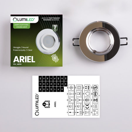 Glas-Einbaustrahler GU10, MR16 Einbauspot HALOGEN Runde Fest Transparent ARIEL LUMILED