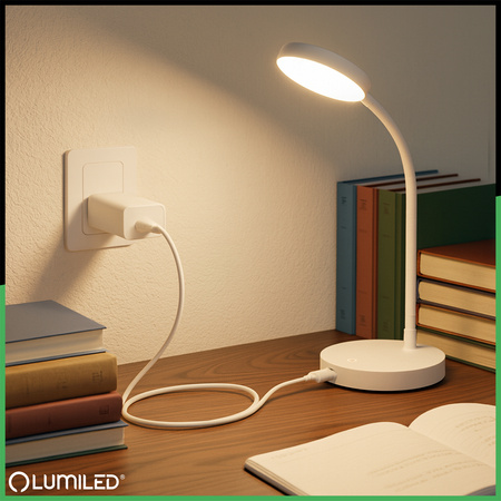 Ladegerät 1x USB 5V/1A DC Adapter Schreibtischlampe Weiß Lumiled