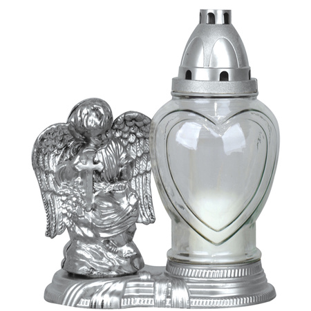 4xGlaskerze mit Engeleinsatz 28h ganzjährig 23,5cm