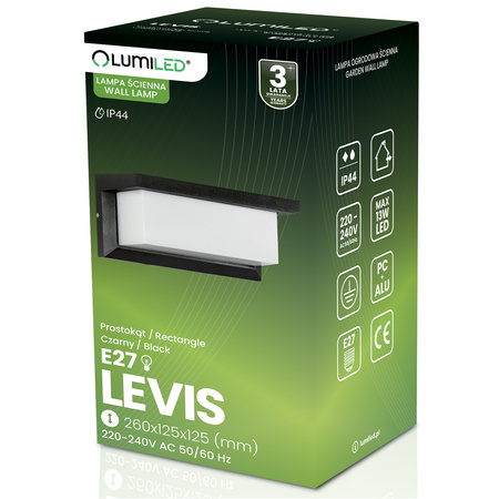 Wandleuchte Außen E27, Garten-Wandleuchte rechteckig LEVIS LUMILED