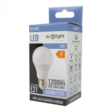 LED-Glühbirne A60 E27 12W 1080lm 6500K Cold Ecolight