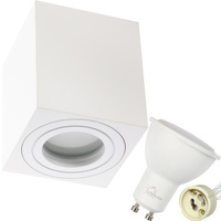 Aufbauleuchte GU10 AQUARIUS SQUARE Wasserdicht Weiß + LED 6W Neutral